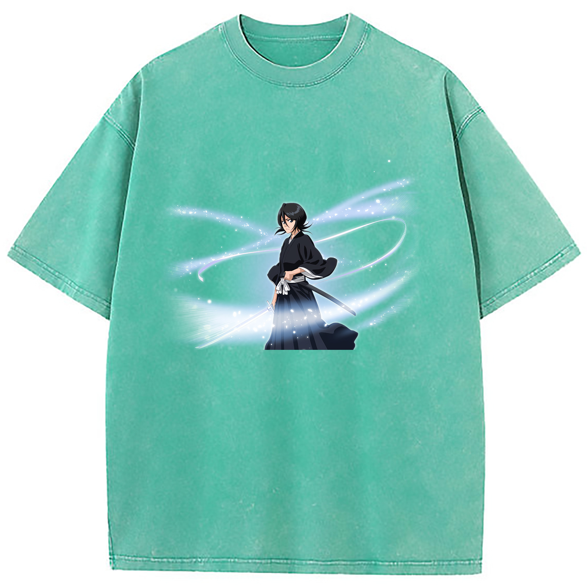 （画像用） ブリーチ 朽木ルキア BLEACH Kuchiki Rukia 綿100% ヴィンテージ風 半袖Tシャツ（フロントプリント）